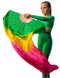 Japanese Silk Belly Dance Fan Veil | Single Bamboo Viel in Multi Shades with 2 Meter Flowing Cloth Attached to Fan for Great Dance Effect – Rainbow-Themed Group Performances, Annual Day