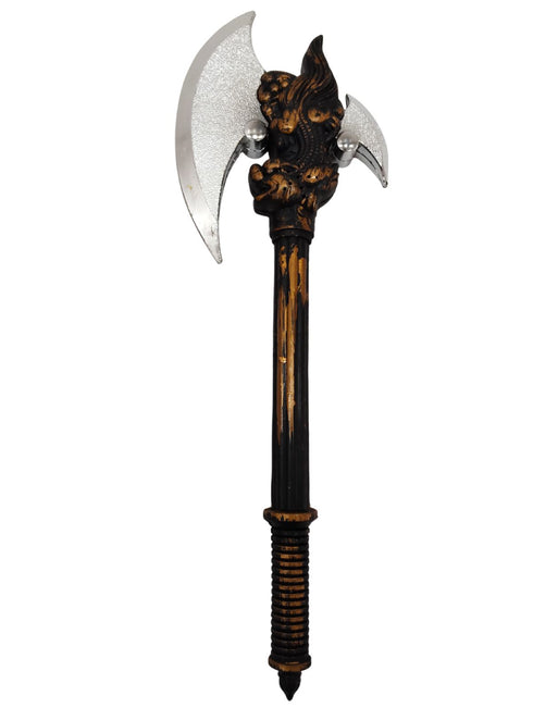 BookMyCostume Plastic Dragon Battle Axe Prop for Kids & Adults | Fantasy Weapon Inspired by Parshuram Axe | Medieval Cosplay & Fancy Dress Accessory | Lightweight Plastic Double-Blade Toy