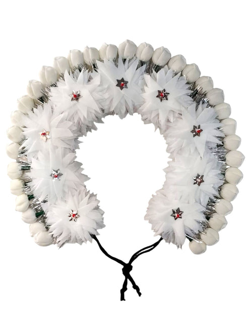 White Tahia Traditional Gajra Costume Accessory for Odissi Dance – Kantara Dance Costume Accessory – Floral Head Ornament for Women & Girls | Handmade Hair Accessory for Classical Indian Performances
