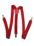 BookMyCostume Adjustable Elastic Y-Back Style Unisex Red Suspender for Adults – Fancy Dress Costume Accessory with Strong Metal Clips