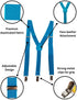 BookMyCostume Adjustable Elastic Y-Back Style Unisex Blue Suspender for Adults – Fancy Dress Costume Accessory with Strong Metal Clips