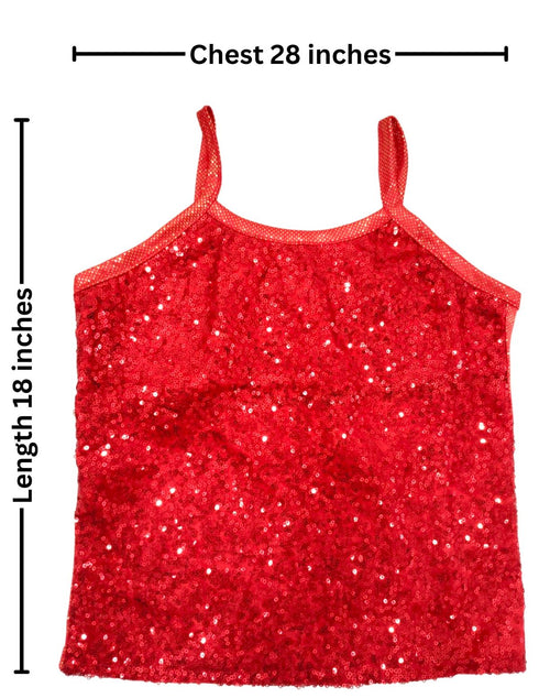 BookMyCostume Red LED Light Skirt with Matching Sequin Top for Girls (4–7 Years) – Multicolor Light-Up Tutu Dress Set with Built-in Battery | Fancy Dress & Dance Costume