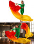 Japanese Silk Belly Dance Fan Veil with Bamboo Hand Fan with 2 Meter Flowing Cloth Attached to Fan for Great Dance Effect – Fire Theme, Stage Shows & Fancy Dress Accessory