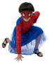 Spidre Web Hero Girl Costume Set – Red & Blue Frock with Net Sleeves | Superhero kids Fancy Dress Outfit For Girls