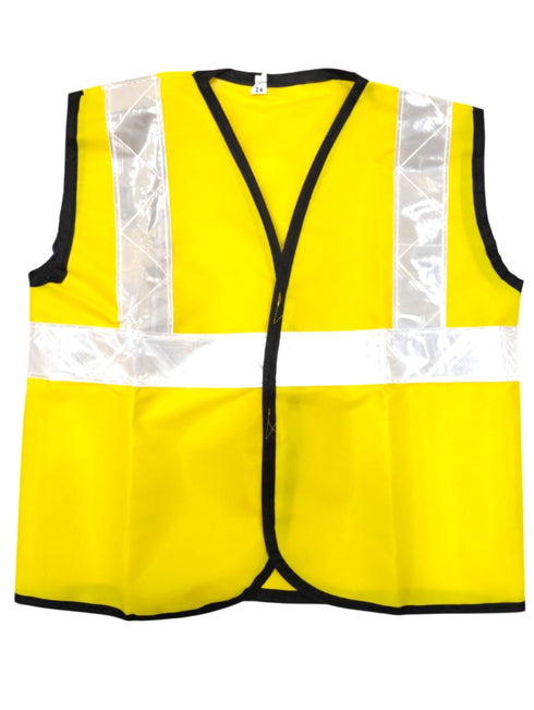 BookMyCostume Yellow Reflective Safety Jacket for Kids | Labor Day Dress Costume | Worker Uniform Vest | Bike Safety Jacket | School Fancy Dress Costume