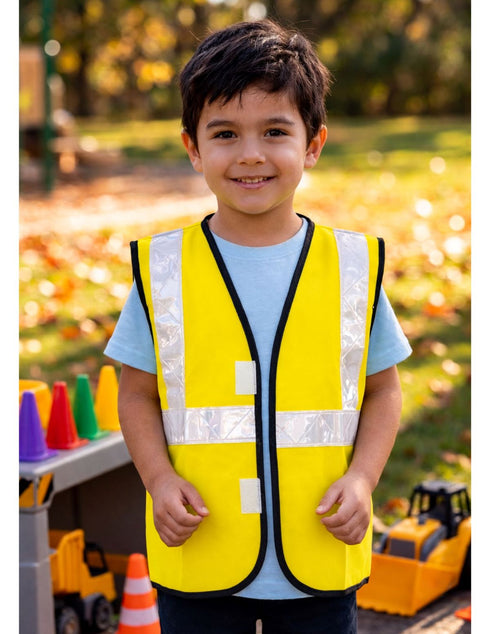 Yellow Reflective Safety Jacket for Kids | Labor Day Dress Costume | Worker Uniform Vest | Bike Safety Jacket | School Fancy Dress Costume