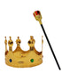 BookMyCostume Royal King Crown/Taj & Scepter Set for Kids Fancy Dress Accessories with Metallic Finish for Halloween, Cosplay & Themed Events | Free Size