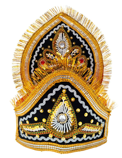 BookMyCostume Ravan Crown with Detachable Face Extension 10 Head Set – Plywood Ramleela Mukut Costume for Dussehra & Fancy Dress Accessory For Adults