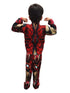 2 Pc Red and Yellow Muscle-Look Superhero Costume with Padded Chest, Arms & Plastic Face Mask | Sublimation Printed Fancy Dress Outfit | Birthday Party Prop