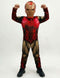 2 Pc Red and Yellow Muscle-Look Superhero Costume with Padded Chest, Arms & Plastic Face Mask | Sublimation Printed Fancy Dress Outfit | Birthday Party Prop
