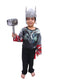 BookMyCostume 3 Pc Grey Thunder God Muscle-Look Superhero Costume with Padded Chest, Arms, Hammer & Plastic Face Mask | Sublimation Printed Fancy Dress Outfit | Birthday Celebration Costume