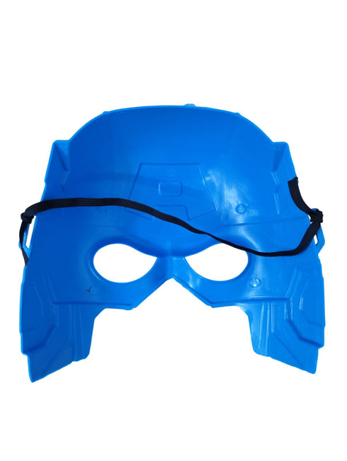 3 Pc American Shield Hero Muscle-Look Superhero Costume with Padded Chest, Arms, Plastic Face Mask & plastic Shield | Sublimation Printed Fancy Dress Outfit | Birthday Party Prop