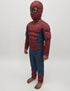 2 Pc Red Blue Web Hero Muscle-Look Superhero Costume with Padded Chest, Arms & Cloth Mask | Sublimation Printed Fancy Dress Outfit | Birthday Celebration Costume