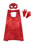 Spider Web Hero Cape with Eye Mask and Gloves Set for Kids | Red Superhero Dress-Up Accessories | Halloween Fancy Dress Accessory Set & Birthday Gift | Age 3–8 Years