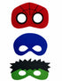 Pack of 3 Red Blue Green Superhero Felt Eye Masks for Kids | Dress-Up Party Props with Elastic Strap | Fancy Dress, Birthday & Halloween Theme Decoration