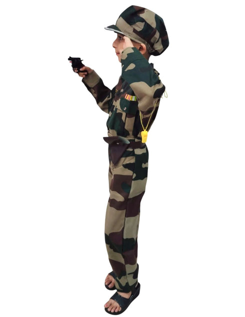 BookMyCostume 6pcs Military Woodland Print | Independence Day | Army Dress | Community Helper Soldier for Patriotic Events for Role Play