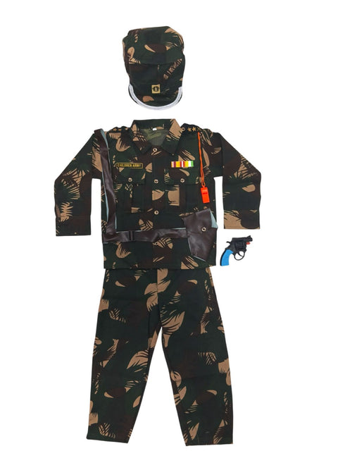 BookMyCostume 6pcs Army Leaf Print | Independence Day | Army Costume | Community Helper Commando Soldier for Patriotic Events for Role Play