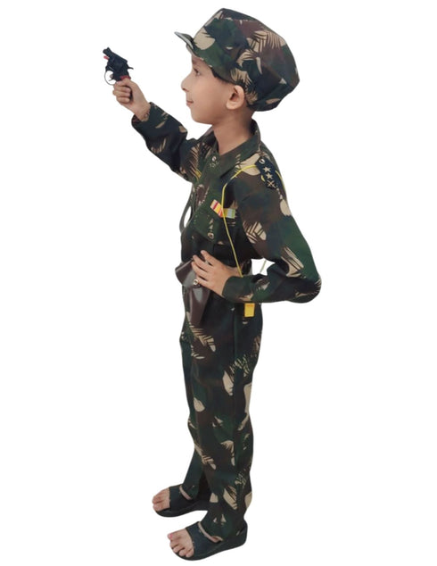 BookMyCostume 6pcs Army Leaf Print | Independence Day | Army Costume | Community Helper Commando Soldier for Patriotic Events for Role Play