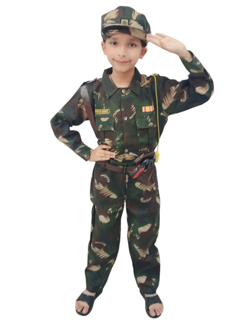BookMyCostume 6pcs Army Leaf Print | Independence Day | Army Costume | Community Helper Commando Soldier for Patriotic Events for Role Play