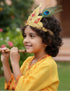 BookMyCostume Krishna Dress for Baby Boy | Print Shri Krishna Costume for Kids with Patka, Flute, Mukut & Mala | Janmashtami Photoshoot Outfit | Fancy Dress RolePlay Costume for Kids