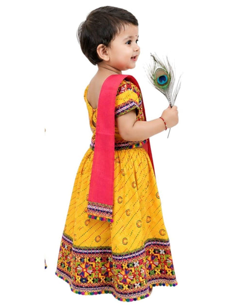 Radha Dress for Baby Girl | Janmashtami Radha Costume for Girls with Dupatta & Morpankh | Radha Rani Dress for Baby Girl | Fancy Dress Costume for Role Plays & Festival | 0-6 Months
