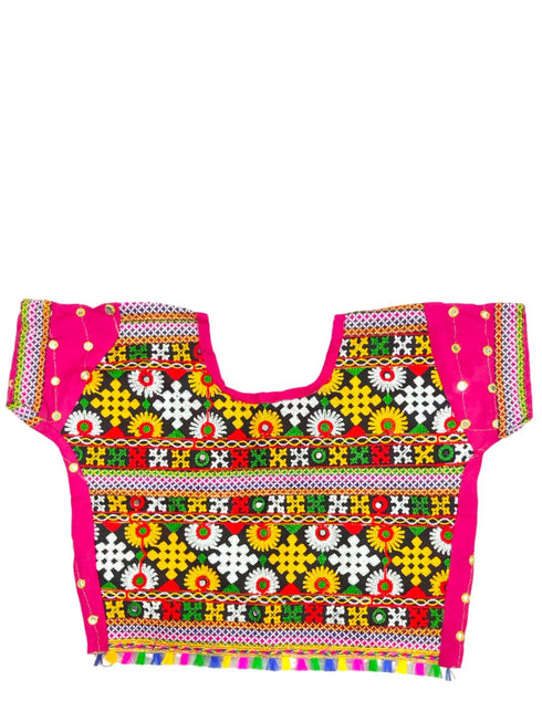 Readymade Pink Ethnic Cotton Garba Lehenga for Kids & Adults | Lehenga Choli Set with Dupatta & a Pair of Dandiya Sticks | Traditional Navratri Outfit for Garba Nights & Festivals