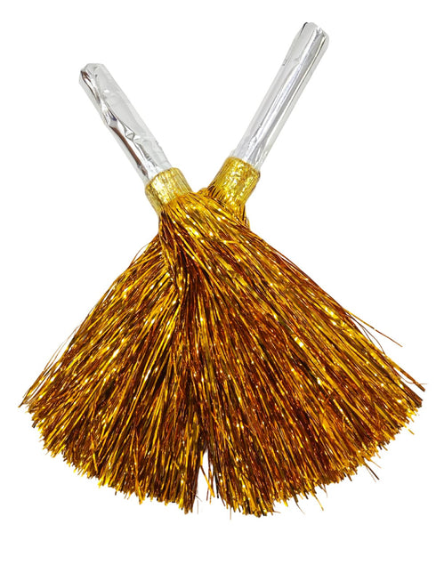 BookMyCostume Golden Pom Pom with Stick | Cheerleader Pompoms for Kids Dance | Pom Poms for Kids for Dance & Sports Events | Cheer Girls Pom Pom for School Annual Day | Fancy Dress Costume Acessory
