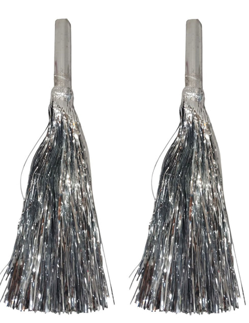 BookMyCostume Silver Pom Pom with Stick | Cheerleader Pompoms for Kids Dance | Pom Poms for Kids for Dance & Sports Events | Cheer Girls Pom Pom for School Annual Day | Fancy Dress Costume Acessory