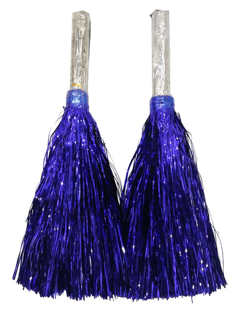BookMyCostume Dark Blue Pom Pom with Stick | Cheerleader Pompoms for Kids Dance | Pom Poms for Kids for Dance & Sports Events | Cheer Girls Pom Pom for School Annual Day | Fancy Dress Costume Acessory
