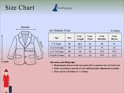 BookMyCostume Airline Air Hostess Kids Fancy Dress Costume for Girls - Red