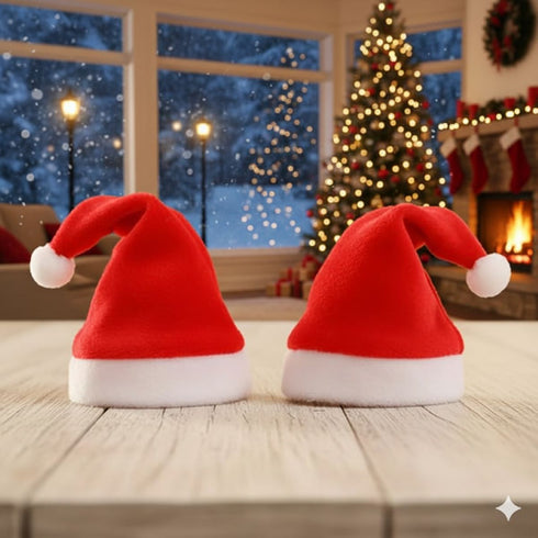 BookMyCostume Christmas Set of 2 Santa Caps Combo Adults Fancy Dress Accessory - Adults Size