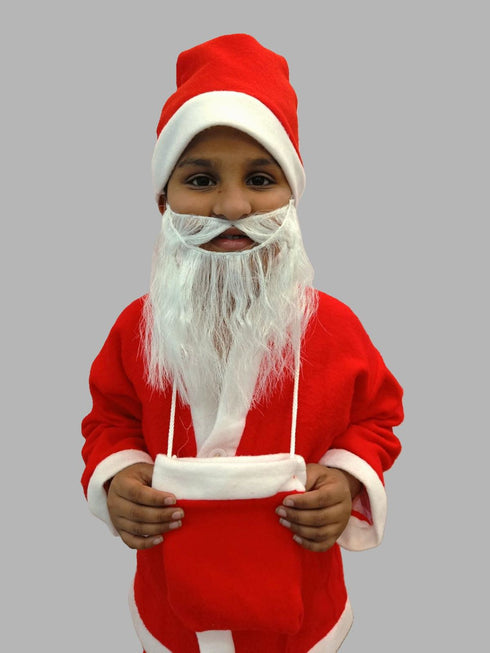 BookMyCostume Pack of 3 Christmas Accessory Set Santa Cap, Beard & Santa Goodies bag Combo for Adults