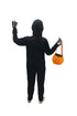 Scary Ghost Bhoot Skeleton Printed Body Suit With Mask And Gloves with Pumpkin Basket Halloween Costume for Theme Party For Boys | Kids