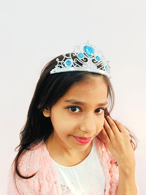 Royal Silver Princess Tiara Crown HeadBand Fancy Dress Costume Accessory for Girls