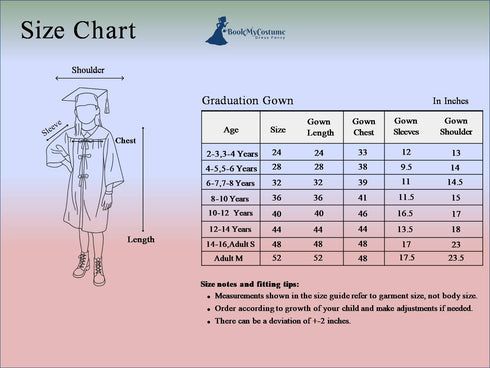 BookMyCostume Black Graduate Convocation Degree Graduation Day Gown & Cap Kids & Adults Fancy Dress Costume