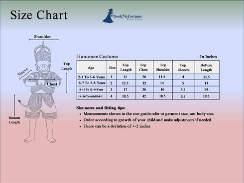 BookMyCostume Lord Hanuman Bajrang Bali Monkey God Hindu Kids & Adults Fancy Dress Costume | Without Gada