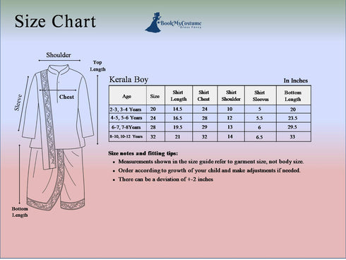 BookMyCostume Kerala Indian State Onam Fancy Dress Costume for Boys and Men