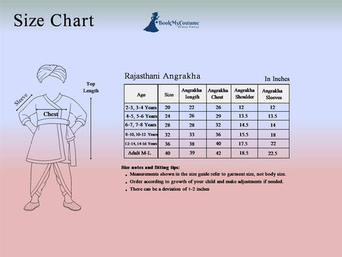 BookMyCostume Rajasthani Indian State Fancy Dress Costume for Boys and Men | With Pagdi