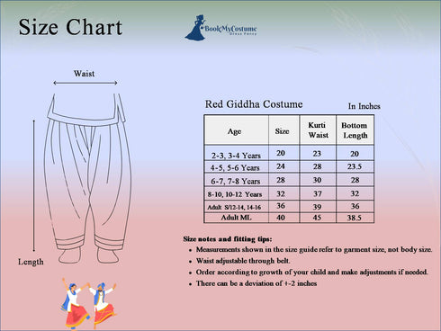 Punjabi Giddha Baisakhi Folk Dance Costume for Girls and Females | Golden & Red | Without Jewellery