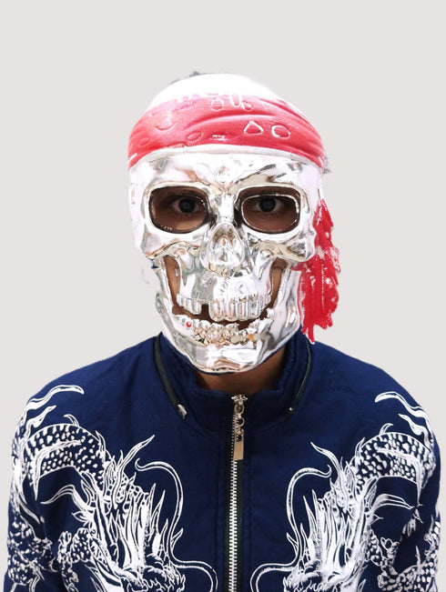 BookMyCostume Silver Skeleton Horror Skull Pirate Mask Fancy Dress Accessories for Halloween Boys & Adults