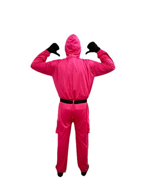 BookMyCostume Survival Drama Korean TV Series Game Costume with Attached Hood, Plastic Mask & Belt - Halloween Cosplay Outfit for Adults | For Mens