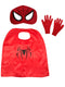 BookMyCostume Spider Web Hero Cape with Eye Mask and Gloves Set for Kids | Red Superhero Dress-Up Accessories | Halloween Fancy Dress Accessory Set & Birthday Gift | Age 3–8 Years