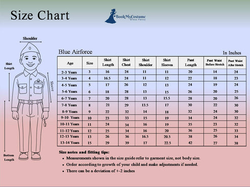 Indian Air Force Defense Pilot Uniform Kids Fancy Dress Costume - Blue