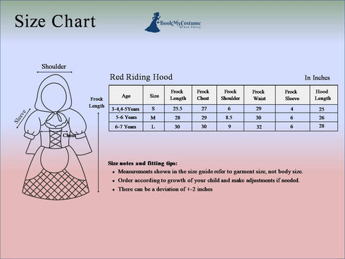 BookMyCostume Little Red Riding Hood Fairy tale Character Kids Fancy Dress Costume