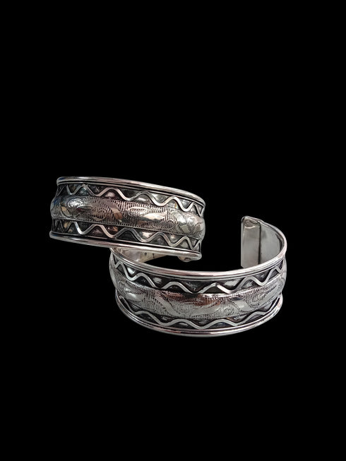 Antique Indian Tribal Silver Cuff Kada Bracelet Bangles (Pair of 2) Fancy Dress Costume Accessory for Girls