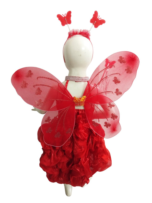 BookMyCostume Red Butterfly Insect Kids Fancy Dress Costume for Girls - Imported
