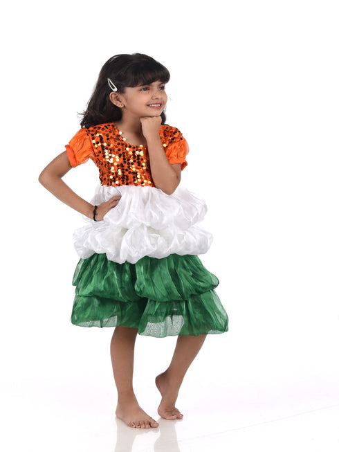 Tri Colored Frock Independence Day for Girl Kids Fancy Dress Costume