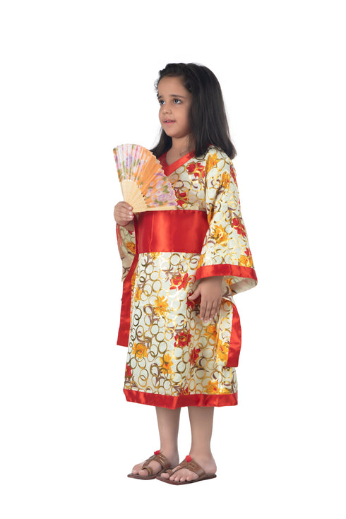 BookMyCostume Japanese Girl Kimono with Fan International World Costume for Kids & Adults