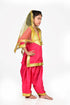 BookMyCostume Punjabi Folk Dance Costume Giddha for Girls and Females | Pink & Golden | With Jewellery