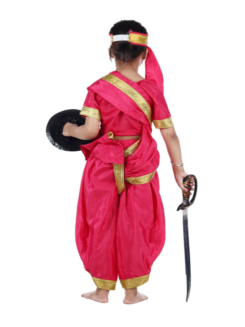BookMyCostume Rani Laxmi Bai Jhansi ki Rani Saree Kids Fancy Dress Costume for Girls with Accessories